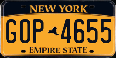 NY license plate GOP4655