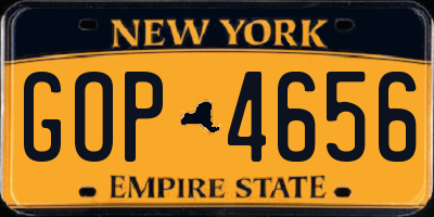 NY license plate GOP4656
