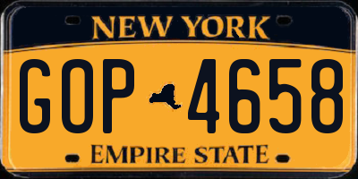NY license plate GOP4658