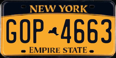 NY license plate GOP4663