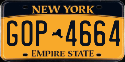 NY license plate GOP4664