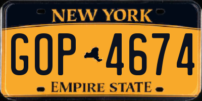 NY license plate GOP4674