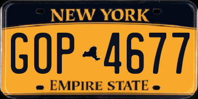NY license plate GOP4677