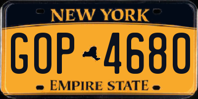NY license plate GOP4680