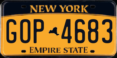 NY license plate GOP4683