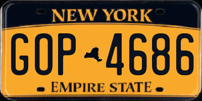 NY license plate GOP4686