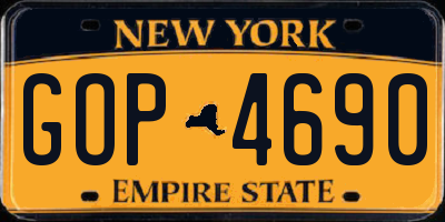 NY license plate GOP4690