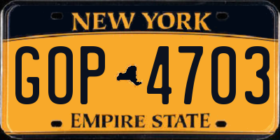 NY license plate GOP4703