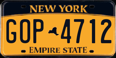 NY license plate GOP4712