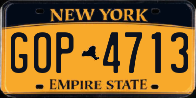 NY license plate GOP4713