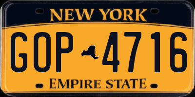 NY license plate GOP4716