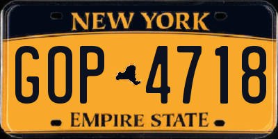 NY license plate GOP4718