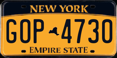 NY license plate GOP4730