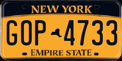 NY license plate GOP4733