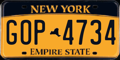 NY license plate GOP4734