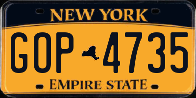 NY license plate GOP4735