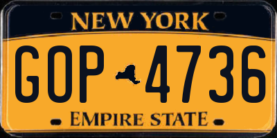 NY license plate GOP4736
