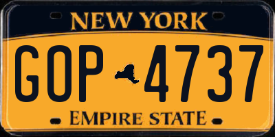 NY license plate GOP4737