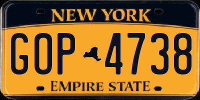 NY license plate GOP4738