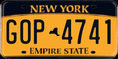 NY license plate GOP4741