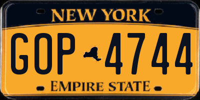 NY license plate GOP4744