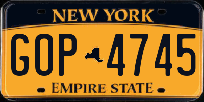 NY license plate GOP4745
