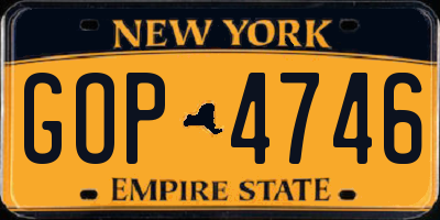 NY license plate GOP4746