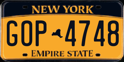 NY license plate GOP4748