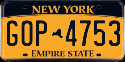 NY license plate GOP4753