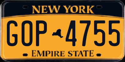NY license plate GOP4755