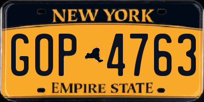NY license plate GOP4763