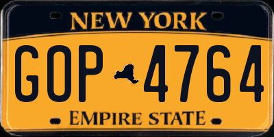 NY license plate GOP4764
