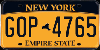 NY license plate GOP4765