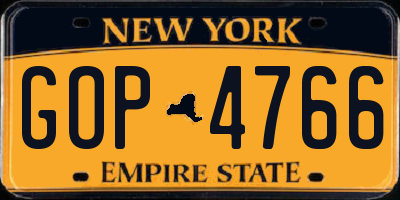 NY license plate GOP4766