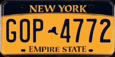 NY license plate GOP4772