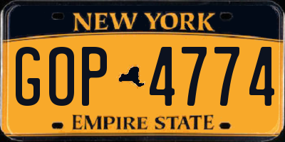 NY license plate GOP4774