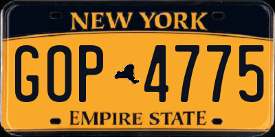 NY license plate GOP4775