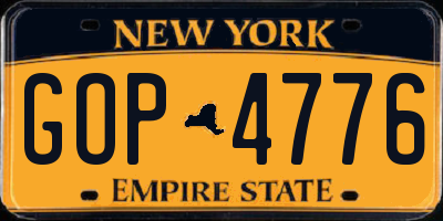 NY license plate GOP4776