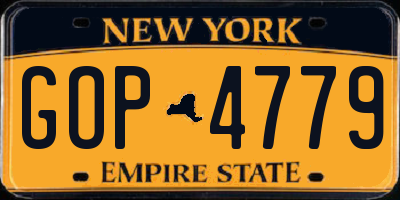 NY license plate GOP4779