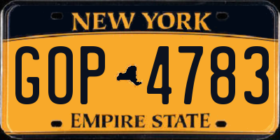 NY license plate GOP4783