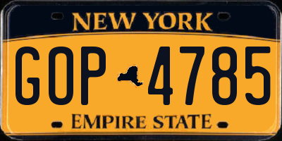 NY license plate GOP4785