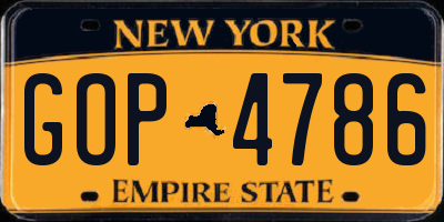 NY license plate GOP4786