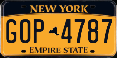 NY license plate GOP4787