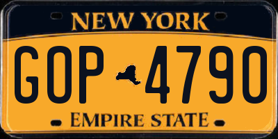 NY license plate GOP4790