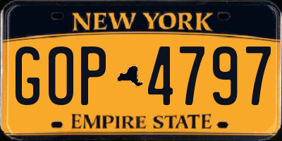 NY license plate GOP4797