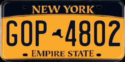 NY license plate GOP4802