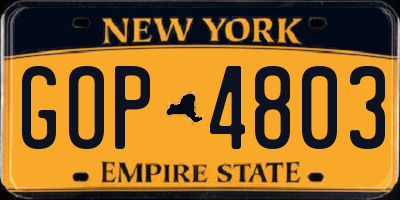 NY license plate GOP4803
