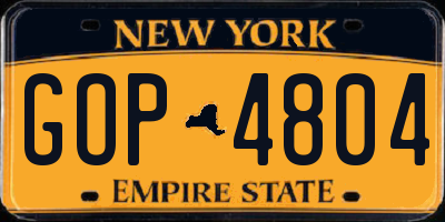 NY license plate GOP4804