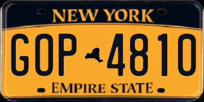 NY license plate GOP4810