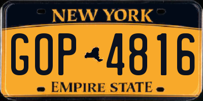 NY license plate GOP4816